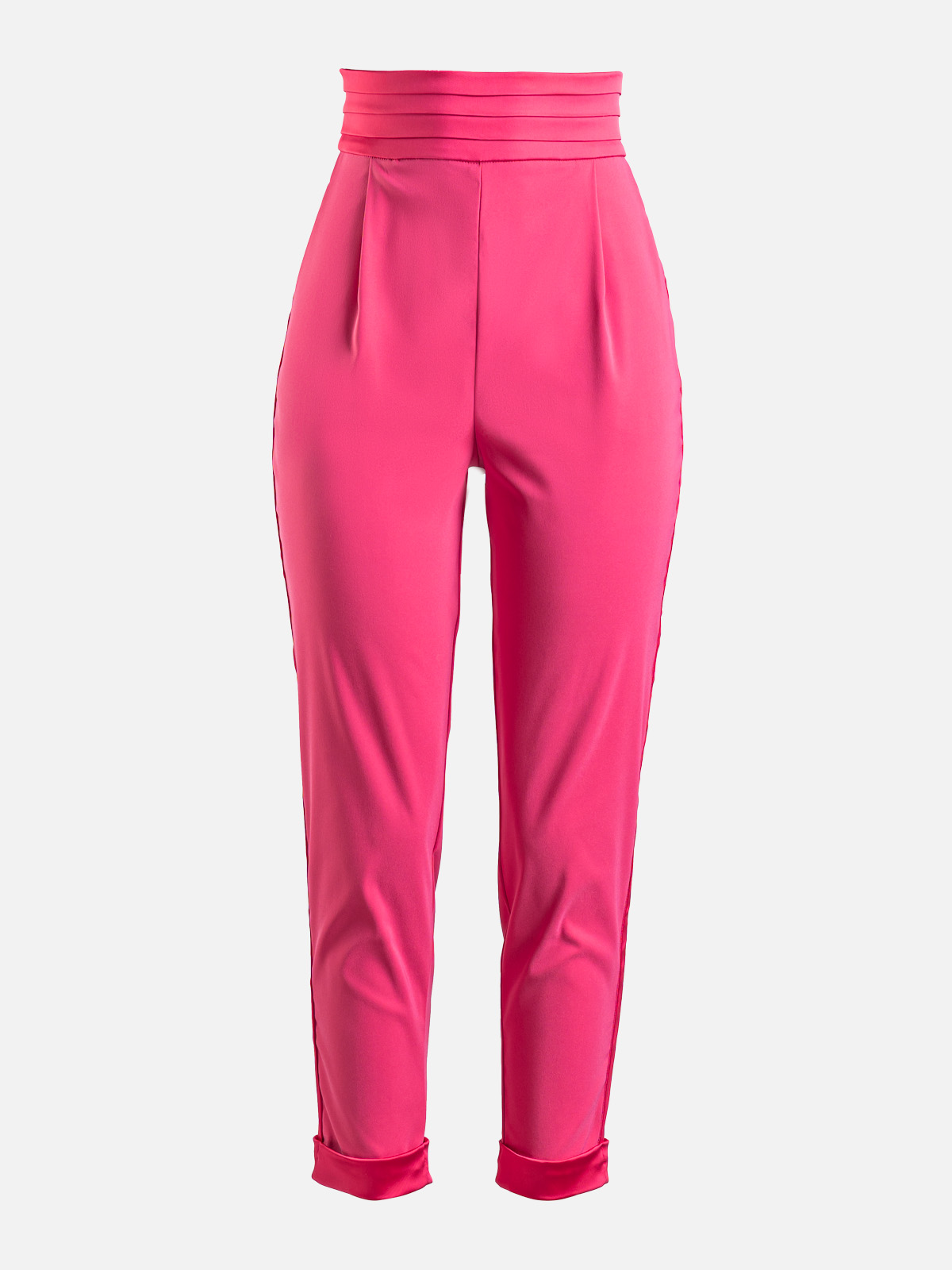 Women's Stretch Satin Tuxedo Pants - Hot Pink - Shebby Designer
